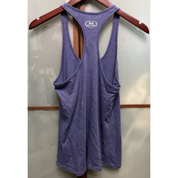 Under Armour Racerback Tank Womens Medium Blue Gray USA Flag Logo Cotton Blend - Picture 2 of 4